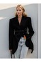 V-Neck Patchwork Belted Blazer - 2