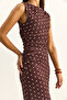 Women's Bitter Coffee Draped Polka Dot Lined Midi Dress 20219 60286146 - 6