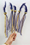 Navy Blue Stick Bridesmaid Bell, 10 Pieces with Feather Ribbon Decoration, Henna Night Wedding Promise Bride Groom Bride after Party Bachelorette Engagement Special Day Decoration Wedding Engagement