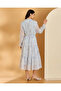 Women Blue Printed Long Sleeve Dress - 3