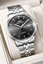 Automatic Mechanism Steel Cord, Steel Case Men Wristwatch Wrist Bracelet Gift Silver-Black