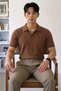 Men's Knitwear Polo Neck T-Shirt Slim Thin Textured Stylish Basic Knitwear T-Shirt - 2