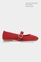 Berlin Red Suede Inner-Outer Leather Medium Strap Buckle Flat Women's Ballerina Shoes - 3