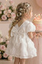Girl Child 4-5 Years Old Back Detailed 3D Rose Appliqued Tulle Tutu Bow Princess Birthday Party Dress - 3