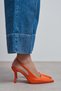 Elara Orange Matte Slingback V Vamp Line Pointed Toe Women's Heeled Shoes - 8
