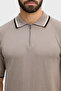 100% Cotton Regular Fit Zippered Polo Men's Polo Xm001977 Af20139 U6107 - 5