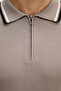 100% Cotton Regular Fit Zippered Polo Men's Polo Xm001977 Af20139 U6107 - 4