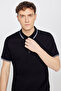 Men's Black 100% Cotton Slim Fit Slim Fit Polo Neck T-Shirt - 4