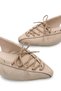 Beige Suede Women's Ballerina Lace-Up Pointed Toe Casual Stylish Shoes - 2