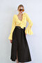 Yellow V-Neck Spanish Sleeve Ruffle Blouse Alc-X15430 - 3