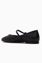 2511109Y Women's Genuine Leather Blunt Toe Buckle-Strapped Ballet Flats - 4