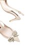 Women's Short Heeled Open-Back Pointed Toe Stone Embellished Bow Satin Evening Dress Shoes 14050 - 7
