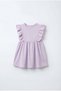 Girl's Cotton Lilac Ruffle Sleeve Dress