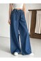 Women's Ultra Comfortable Wide Leg Denim Trousers with Elastic Waist - 2