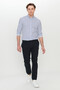 Men's Black Cotton Slim Fit Dobby Side Pocket Stretchy Casual Trousers - 3