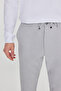 Men's Gray Slim Fit Tie-Waist Side Pocket Dobby Casual Trousers - 4