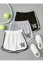 Girl's 3-Pack Ribbed Fashion 76 Printed Black-White-Grey Shorts