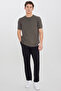 Men's Black Slim Fit Trousers with Tie-Waist and Side Pockets