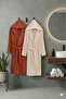 Mira Tile Beige Hooded Couple Bathrobe
