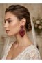 Crystal Stone Dangle Earrings Bridal Wedding Henna Evening Dress Earrings - 3