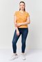 Women Crew Neck Short Sleeve Allover Print T-Shirt, Orange - 3