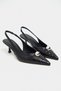 Alvera Black Crocodile Accessory Detail Pointed Toe Women's Heeled Shoes - 4