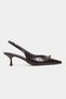 Alvera Brown Crocodile Accessory Detail Pointed Toe Women's Heeled Shoes - 5