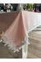 Royal Linen Textured Lace Detailed Powder Pink Tablecloth (Napkins Not Included) - 4