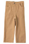 Girl's Button-Closure Gabardine Jacket and Trousers, Brown Color, Three-Piece Set - 4