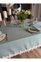 Royal Lace Detailed Mint Green Tablecloth - 3