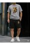 T-Shirt Shorts 2-Piece Set Unisex Men/Women Lion Printed