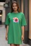 Elbisee Women's Red Oversize T-Shirt Dress – Colorful Floral Print