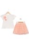 Girl's Floral Short Sleeve Top and Skirt Set Yavruağzı - 2