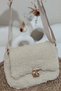 Beige Women's Plush Fur Look Shoulder and Crossbody Bag - Small Size Fur Bag Mlu7009 - 5