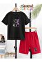 Purple Bear Printed Top and Shorts/T-Shirt Summer Children's Two-Piece Set