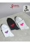 3-Piece Multi-Colored Heart Pattern Cotton Women's Socks College Socks - 5