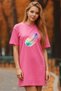 Elbisee Red Oversize Women's T-Shirt Dress – Colorful Feather Pattern