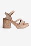 Women's Suede Platform Heeled Sandals with Ankle Strap Leris Beige - 2