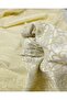 Ecru Cream Color Velvet Embroidered Fabric on Satin 145X230Cm - 3
