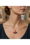 Bohemian Style Red Enamel Embroidered Fan Pendant