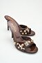 Women's Patent Leather Gold Stone Heeled Summer Slippers