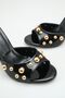 Women's Patent Leather Gold Stone Heeled Summer Slippers - 5