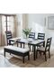 Tovia 1+4+Bench Solidwood Dining Set With Storage-Antique White/Black/Grey - 8