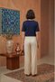 Women's Deep V-Neck Short Sleeve Stretchy Viscose Bodysuit Navy Blue - 3