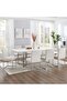 Monarch 1 + 8 Dining Set - White / Beige / Brushed Silver