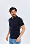 Slim Navy Blue Men's Polo Neck T-Shirt Ts1014000474 - 4