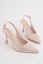 Women's High Heel Shoes with Stone Detail, Special Heel Design, Galvanized Detail, Evening Dress Shoes, 8.5cm