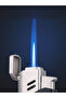 Windproof Torch Lighter Butane Gas Lighter Blue Flame Refillable Lighter with Puncher - Black - 2
