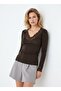Women's Lace V-Neck Semi-Transparent Viscose Blouse