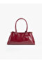 Wrinkled Textured Burgundy Shk317 Faux Leather, 3 Compartments, Zippered, Lined, Hand, Arm and Shoulder Bag - 3
